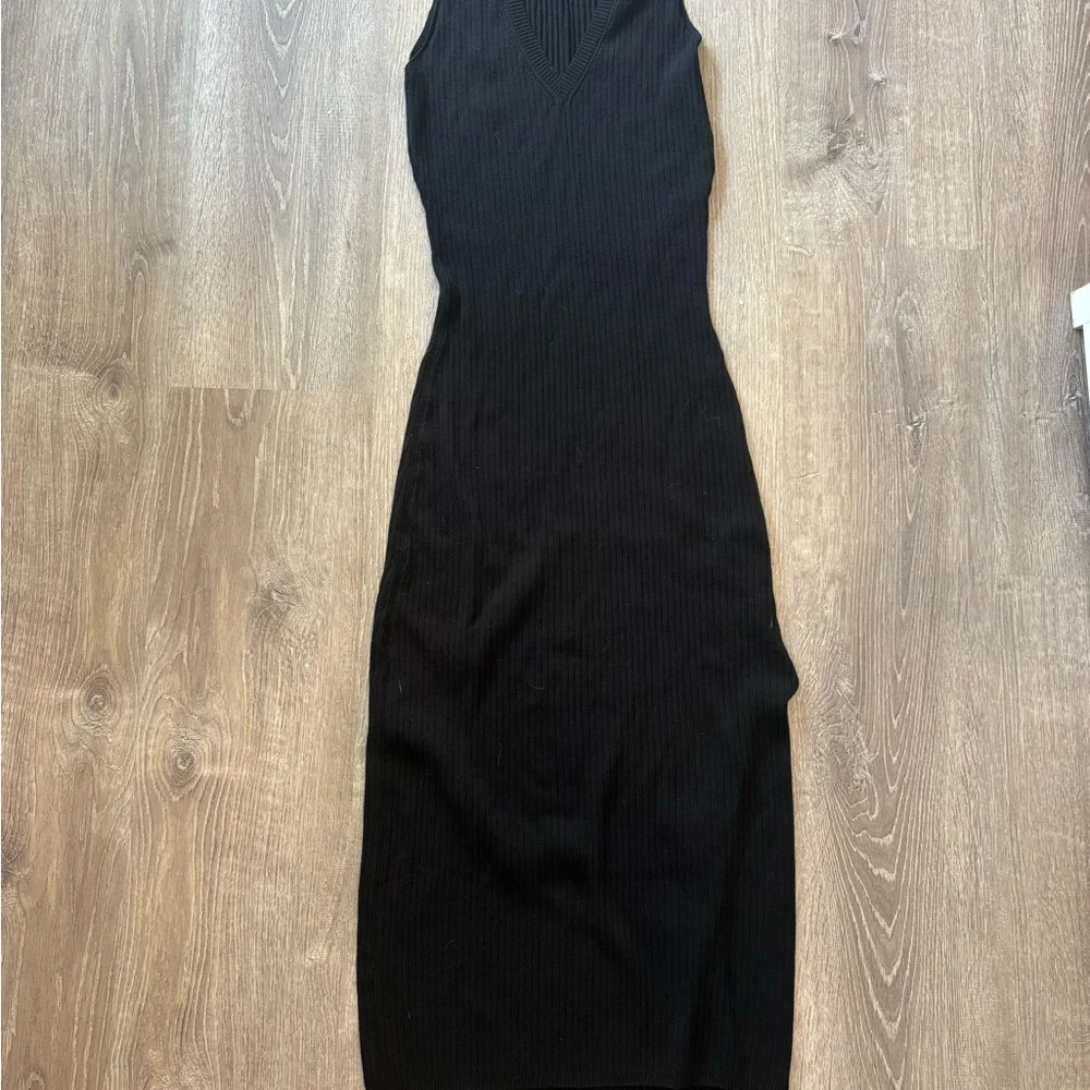 Topshop Black Maxi Sweater Dress - Picture 2 of 3
